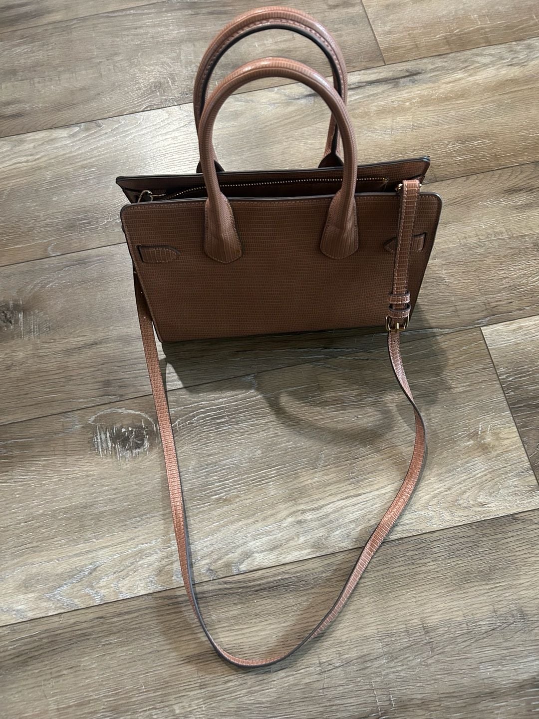 A New Day Brown Lizard Print Top Handle Satchel Bag with Detachable Strap 2
