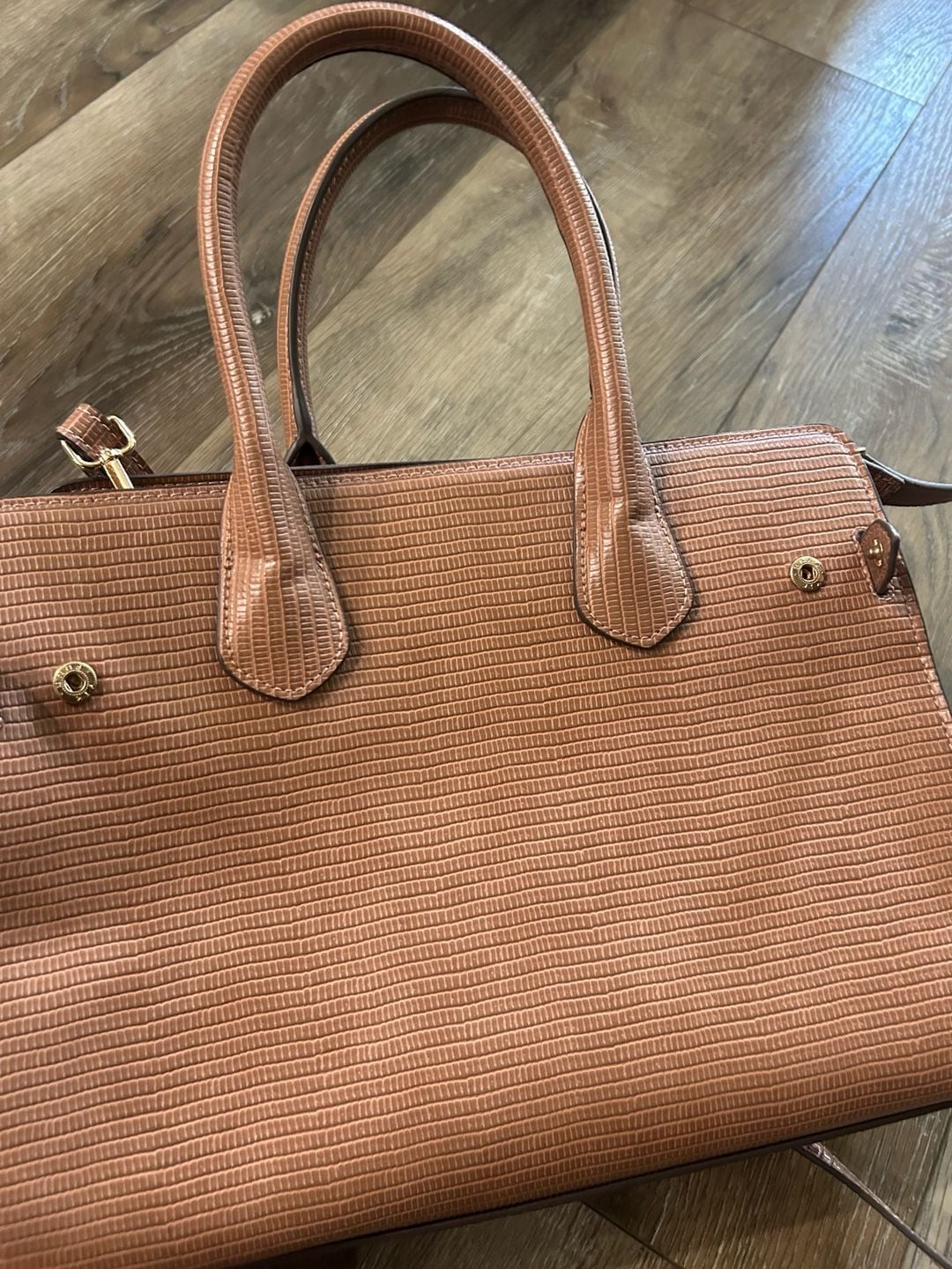 A New Day Brown Lizard Print Top Handle Satchel Bag with Detachable Strap 4