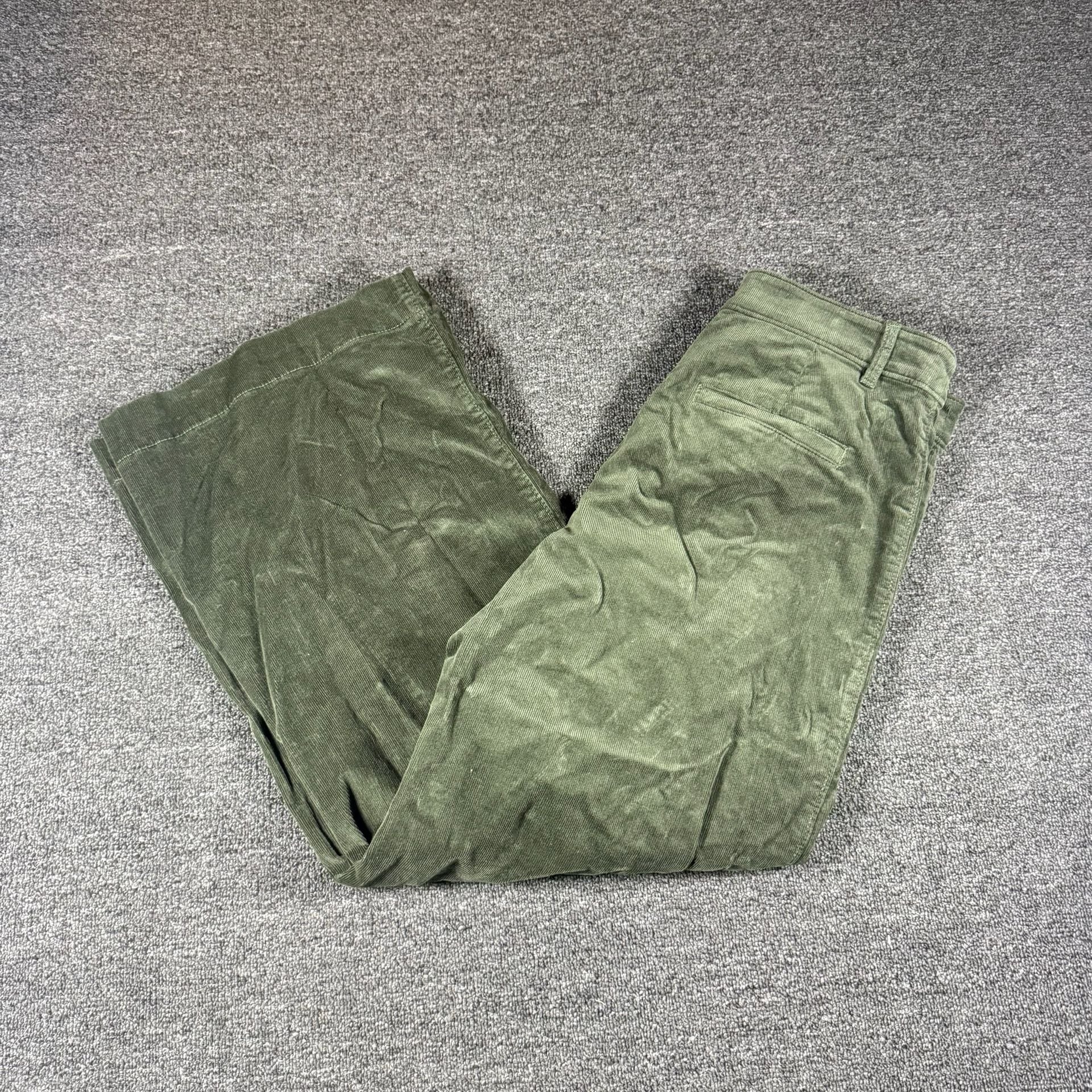 Loft The Palmer Wide Leg Size 12 Green Corduroy Pants 2