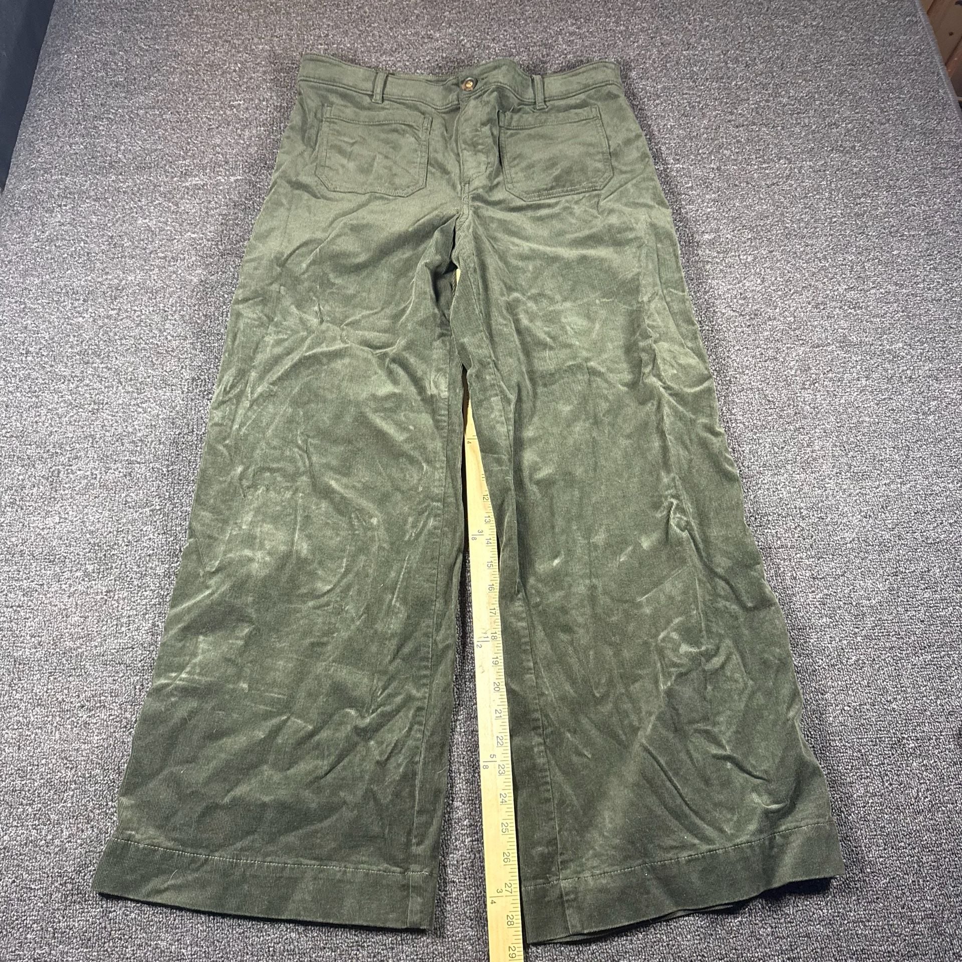 Loft The Palmer Wide Leg Size 12 Green Corduroy Pants 4