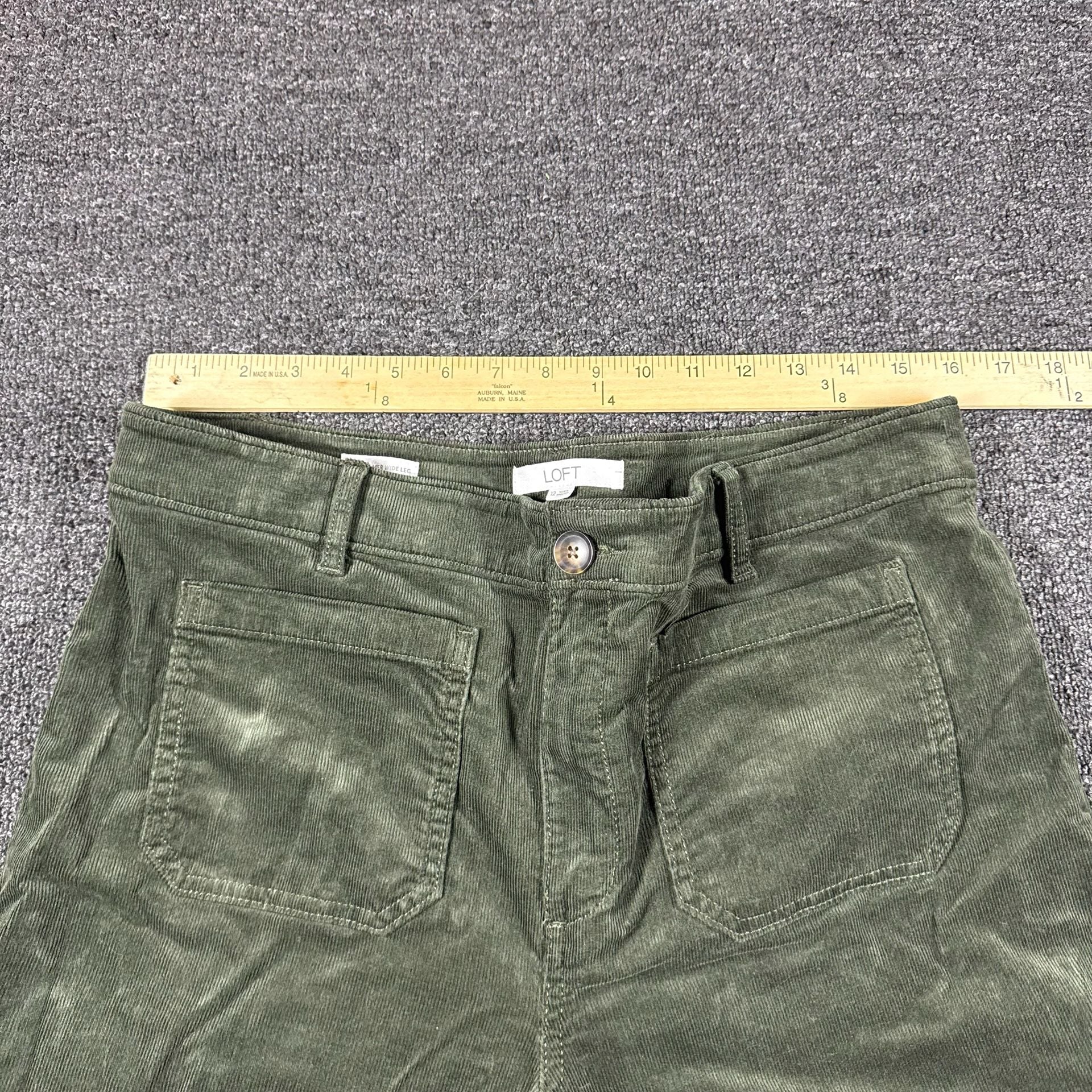 Loft The Palmer Wide Leg Size 12 Green Corduroy Pants 6