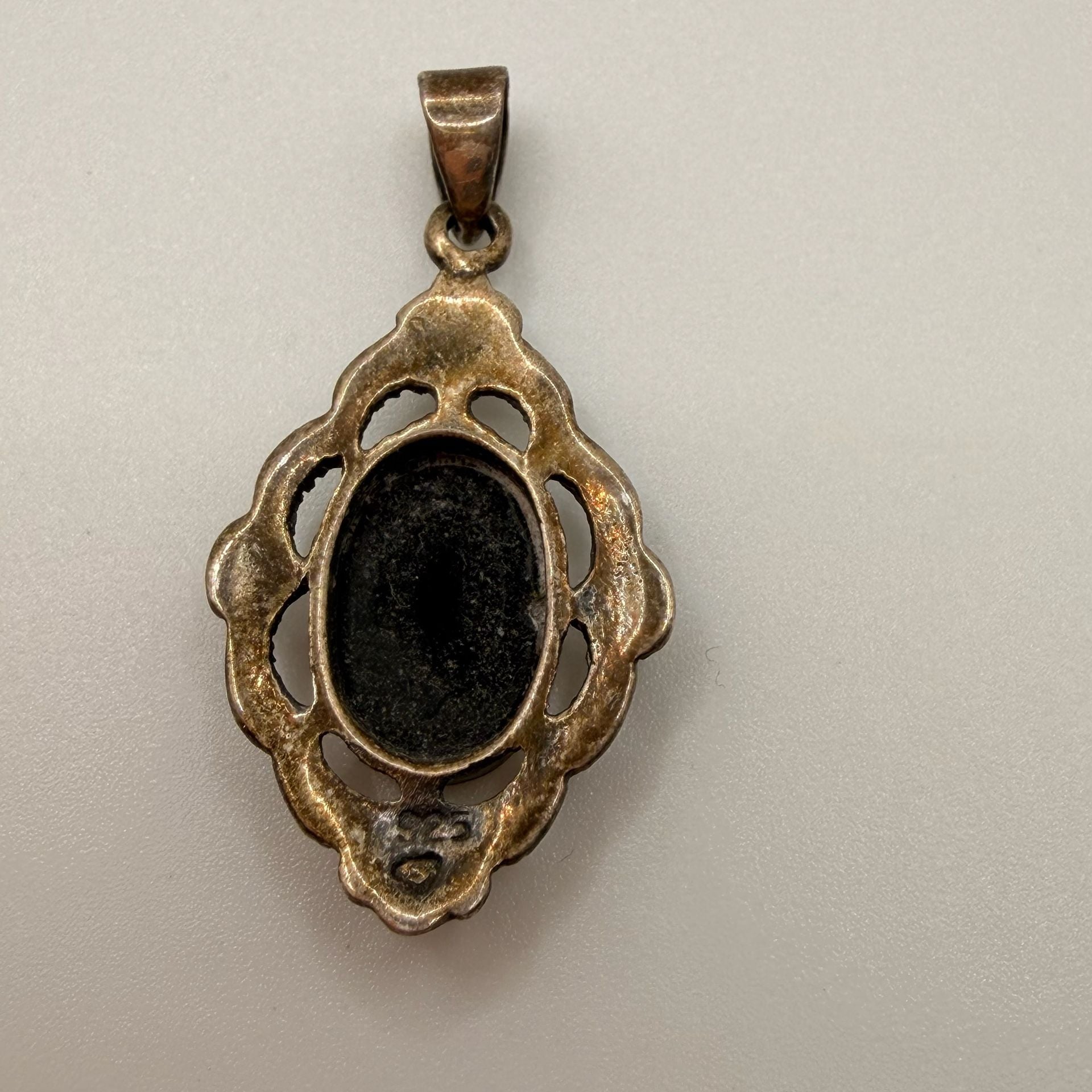 Vintage Sterling Silver Black Onyx And Marcasite Earring And Pendant Set 10