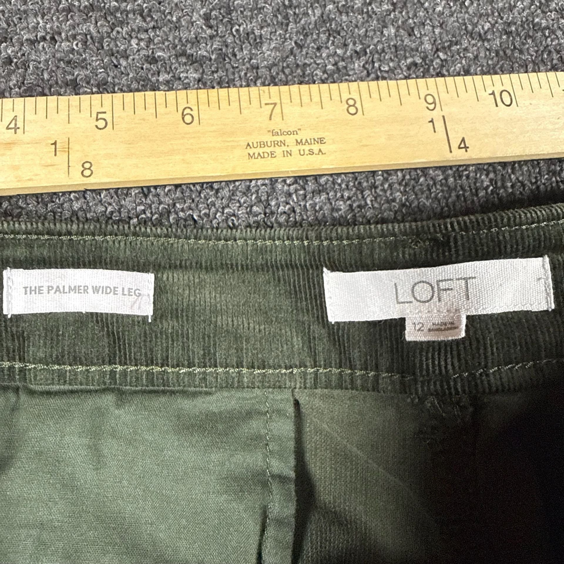 Loft The Palmer Wide Leg Size 12 Green Corduroy Pants 7