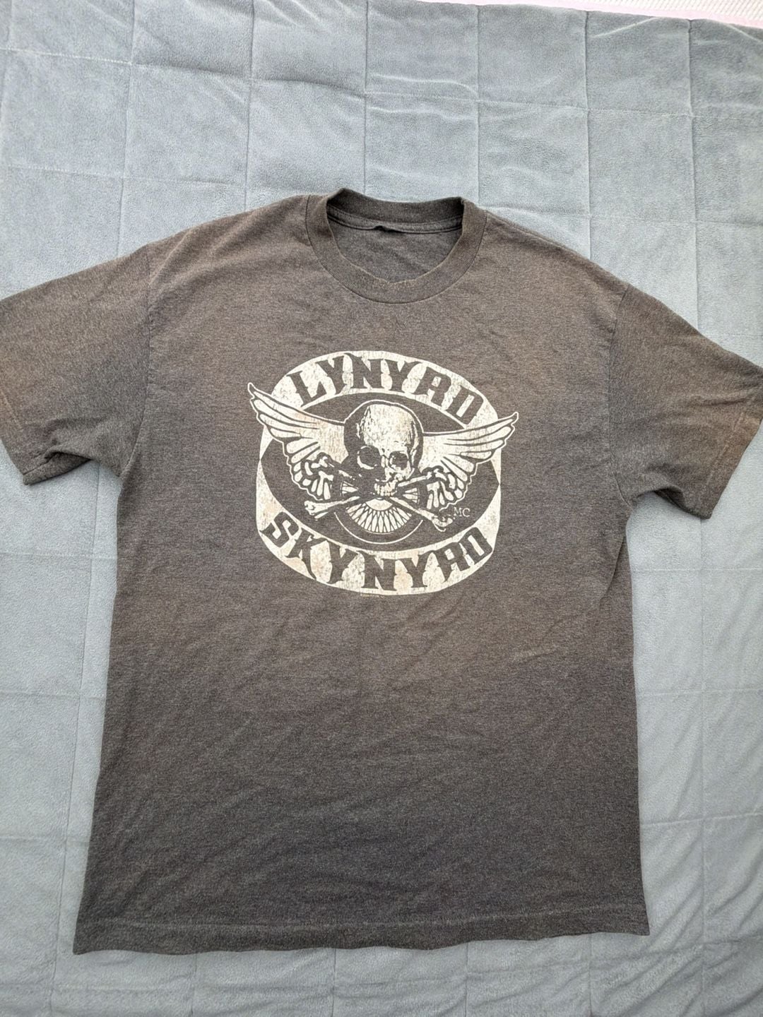 Winterland Lynyrd Skynyrd Skull Wings Biker Rock Band T-Shirt Gray faded Size M 2
