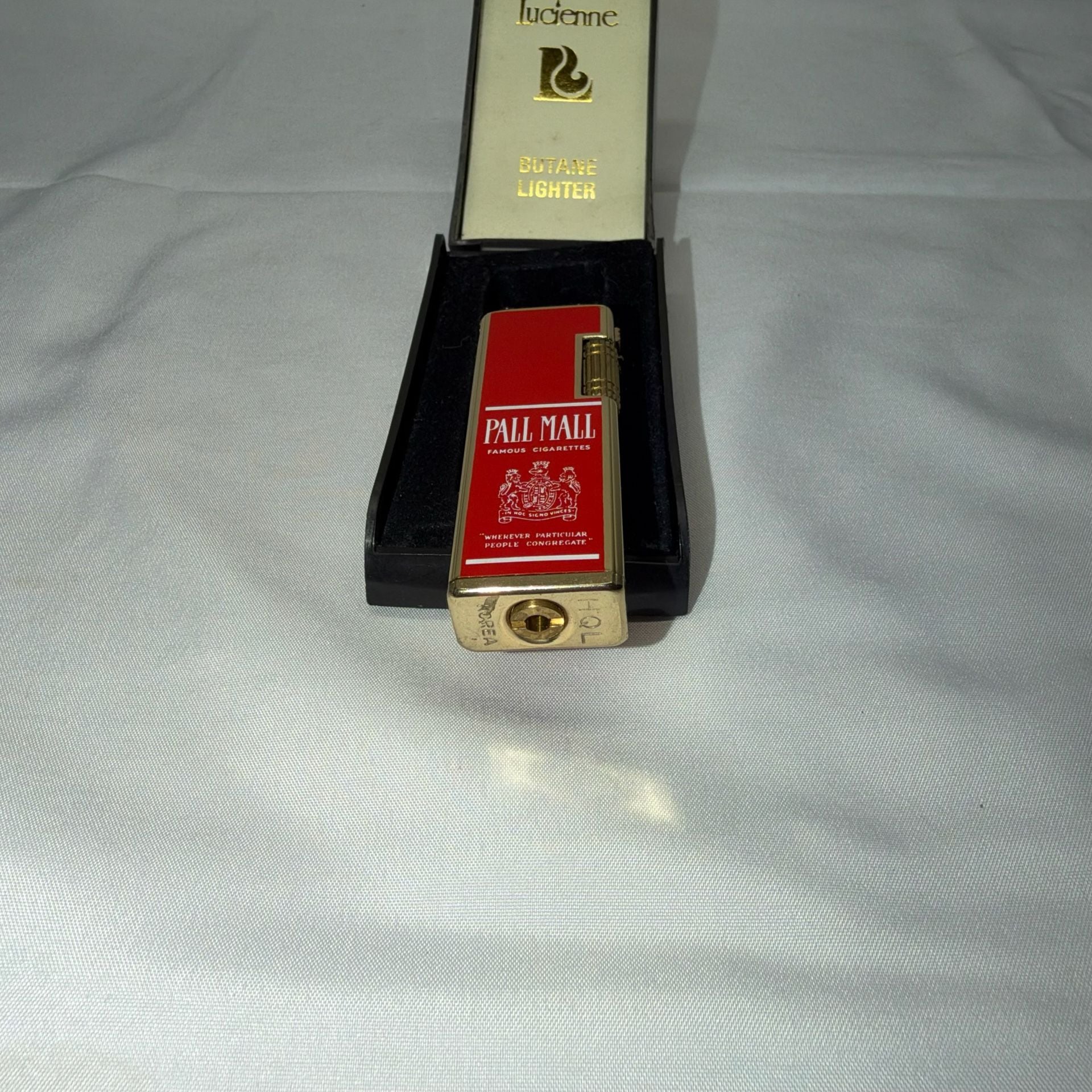 Lucienne Pall Mall Vintage Butane Lighter in Box Red and Gold 4