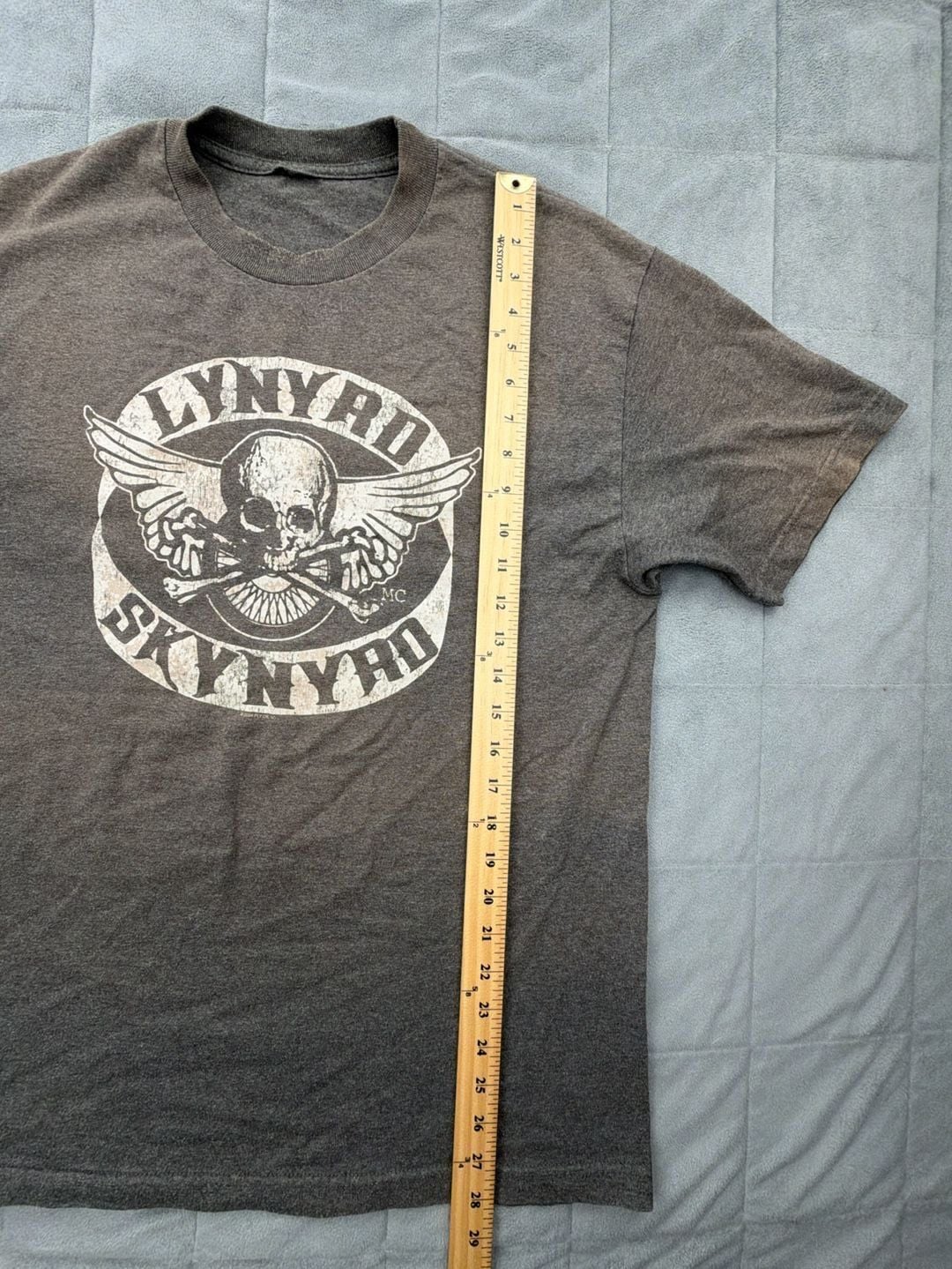 Winterland Lynyrd Skynyrd Skull Wings Biker Rock Band T-Shirt Gray faded Size M 4