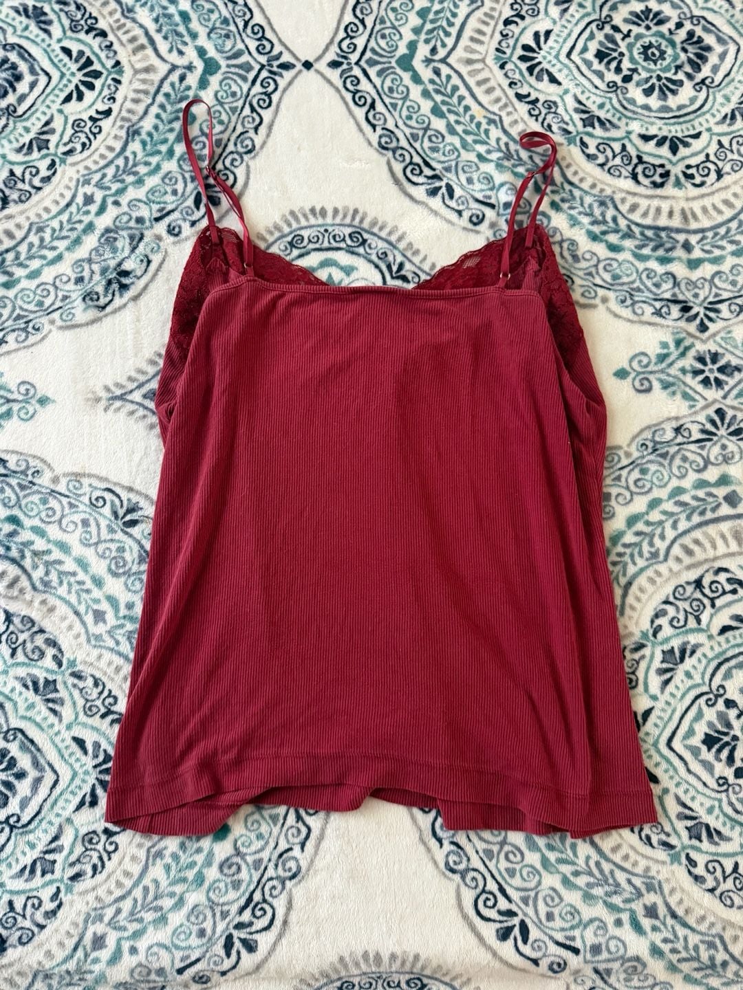 Worthington Stretch Red Lace Trim Cami Top Size XL 4