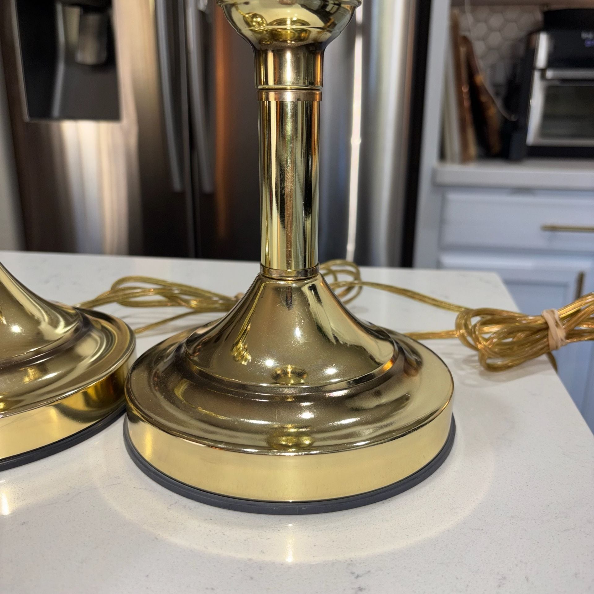 Vintage 80s Brass Tone Candlestick Touch Lamps - Working 3-Way Pair 5