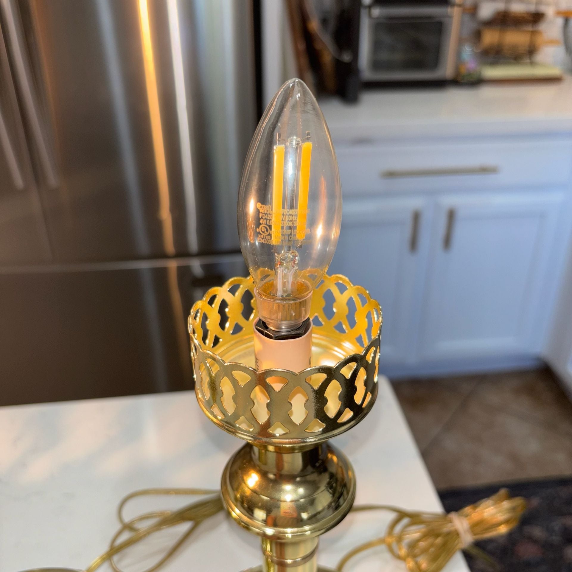 Vintage 80s Brass Tone Candlestick Touch Lamps - Working 3-Way Pair 9