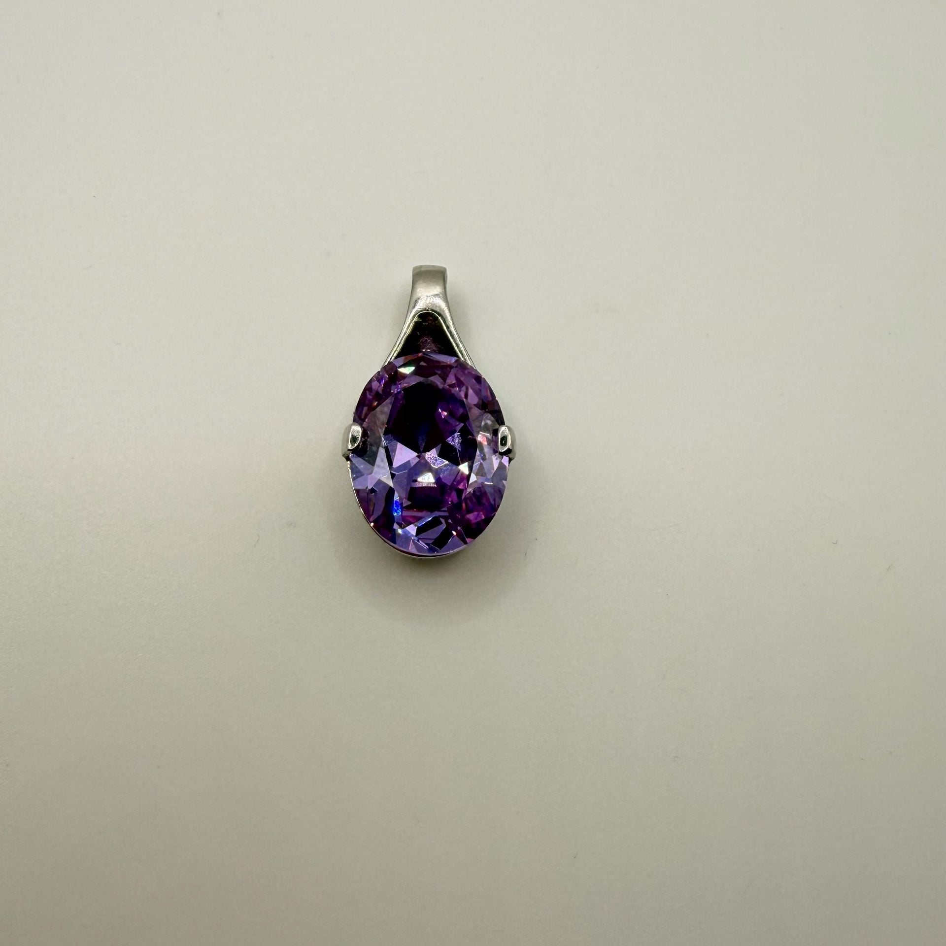 Sterling Silver Purple Oval Filigree Pendant 2