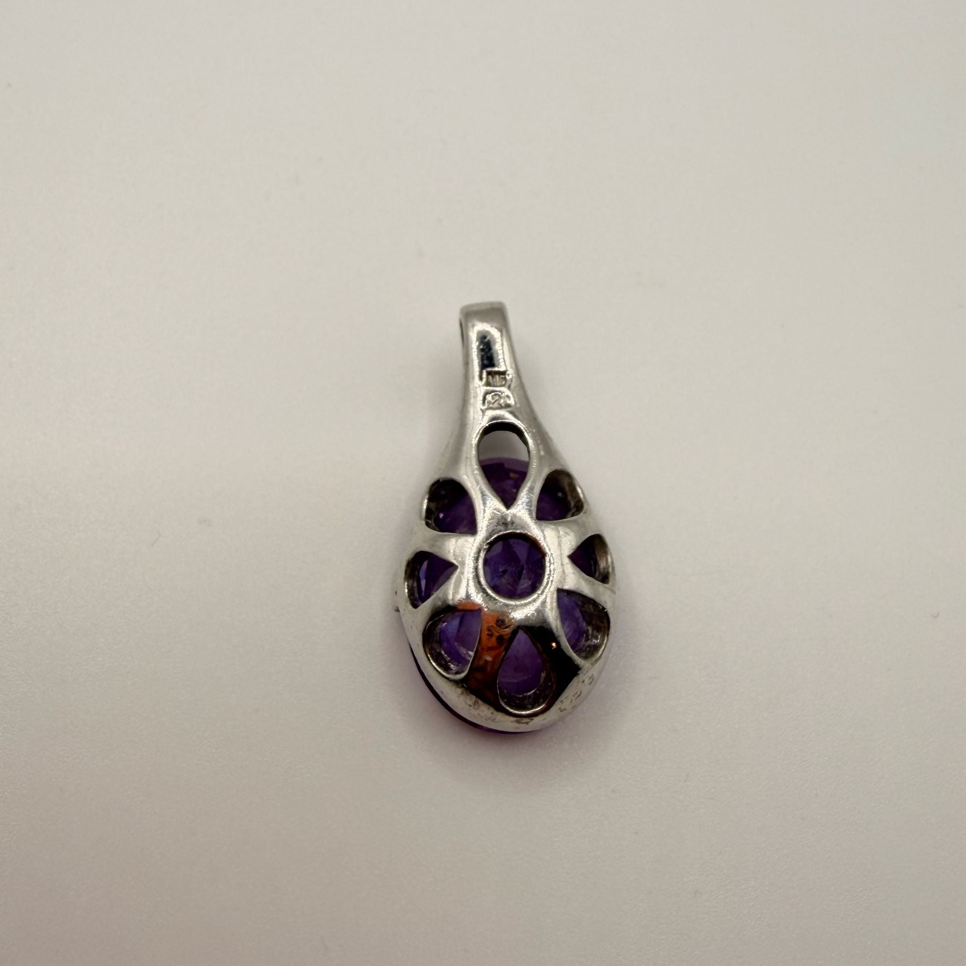 Sterling Silver Purple Oval Filigree Pendant 3