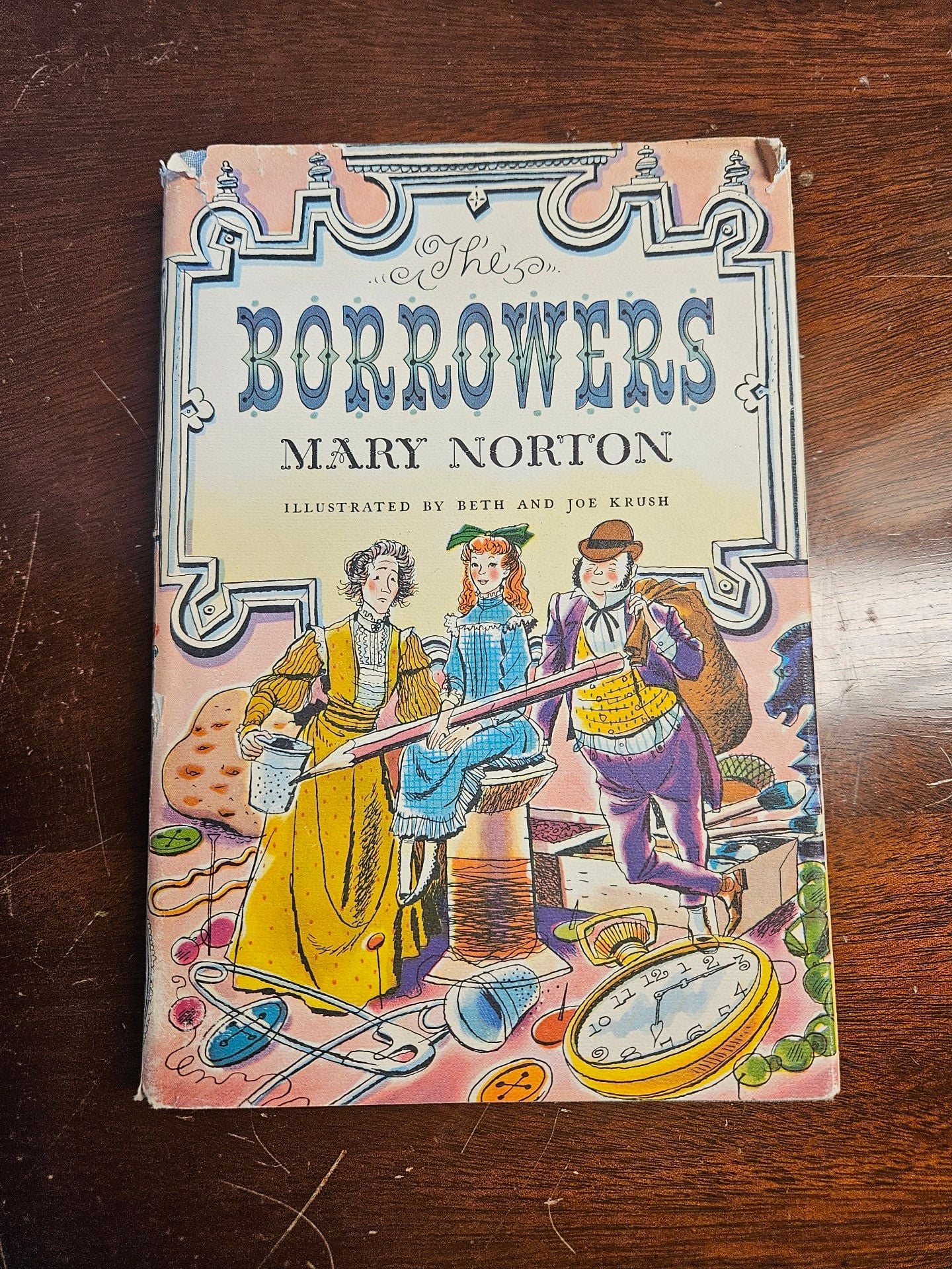 The Borrowers Mary Norton Vintage Hardcover DJ Early Printing Beth Joe Krush 1