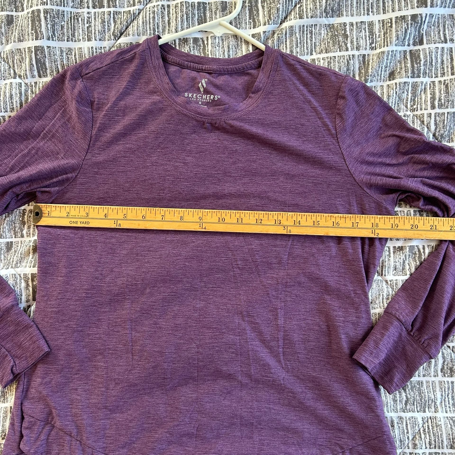 Skechers Los Angeles Long Sleeve Tunic Top Size S Purple Heathered Active Shirt 4