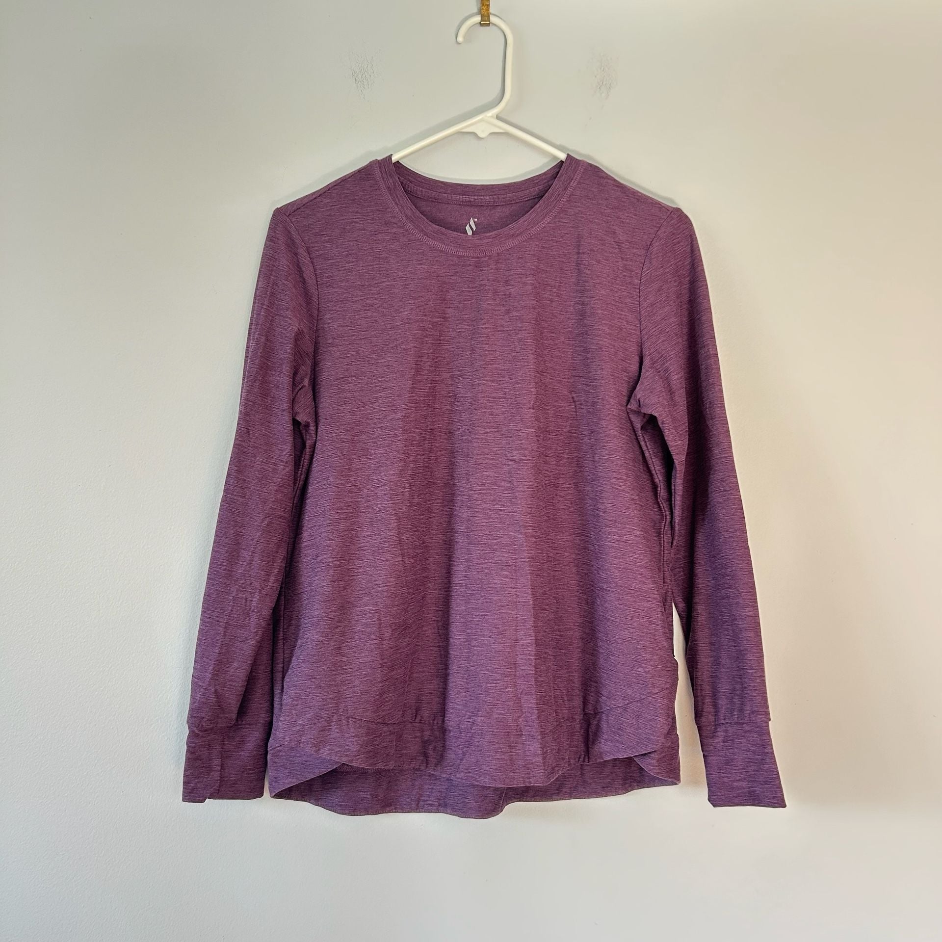 Skechers Los Angeles Long Sleeve Tunic Top Size S Purple Heathered Active Shirt 7