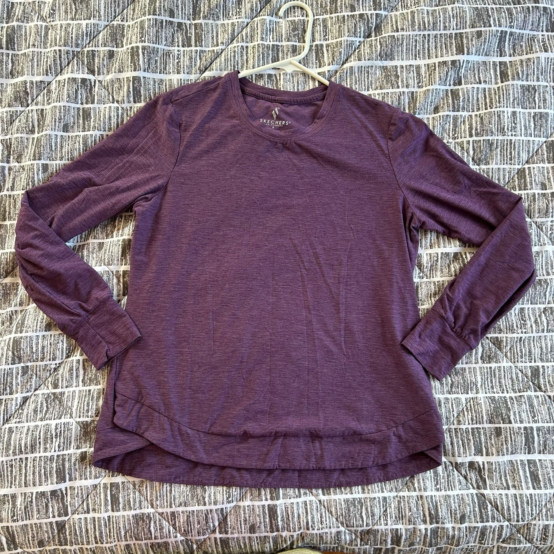 Skechers Los Angeles Long Sleeve Tunic Top Size S Purple Heathered Active Shirt 8