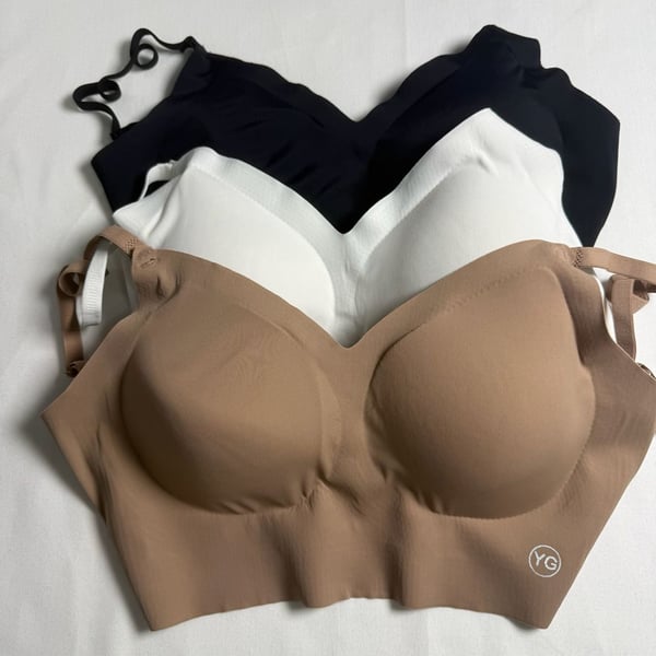 YG Seamless Wireless Bra Size S 3-Pack Black White Beige