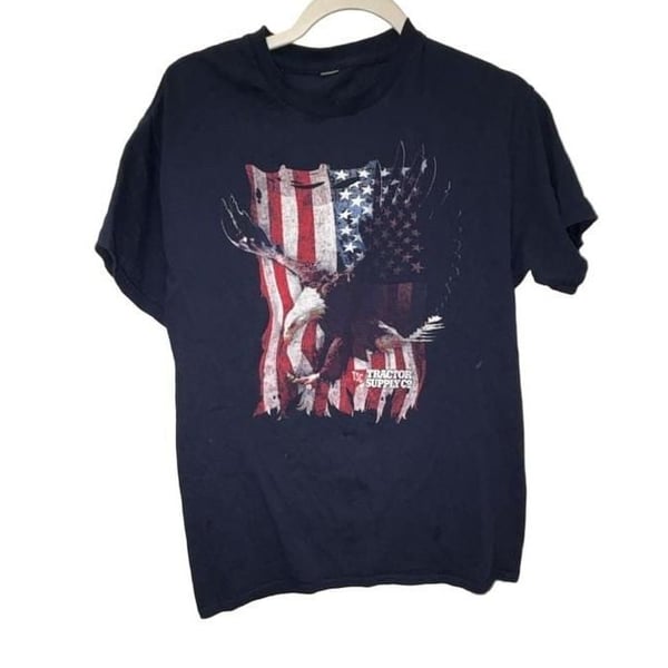 Tractor Supply Co. American Flag Eagle Graphic T-Shirt Navy Blue