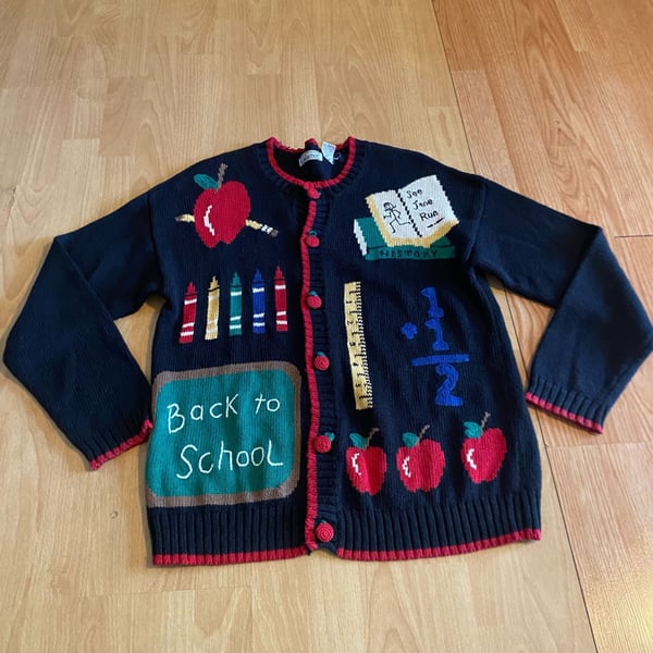Gallagher Back To School Teacher Cardigan Sweater Size Large