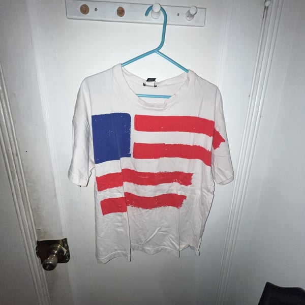 NY News American Flag Graphic T-Shirt Size M White Cotton