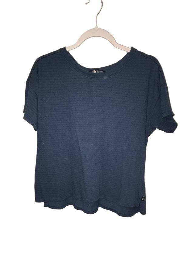 The North Face Short Sleeve Crew Neck Top Size M Blue Textured Knit 2