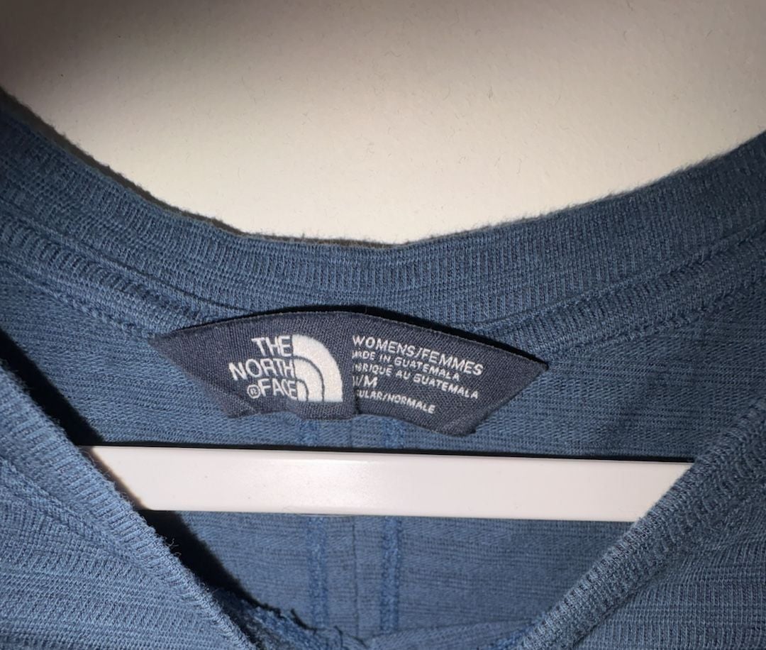 The North Face Short Sleeve Crew Neck Top Size M Blue Textured Knit 3