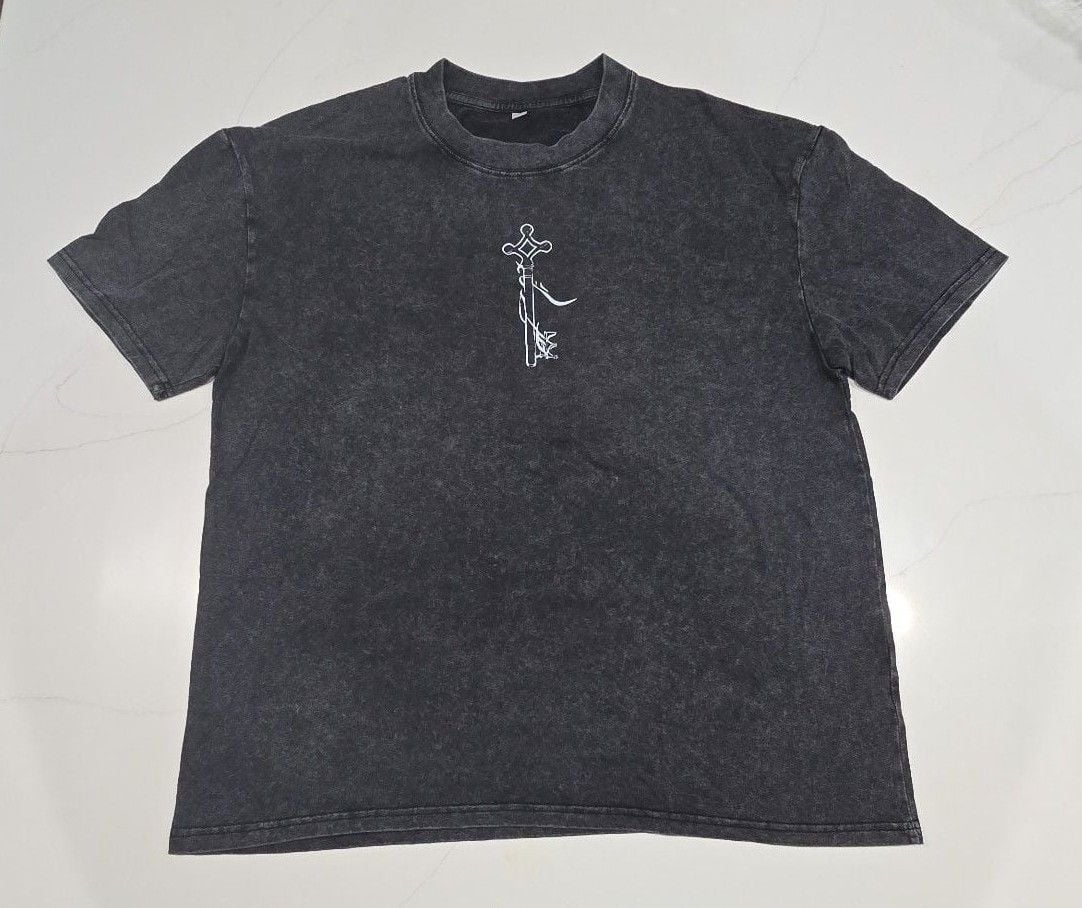 Unbranded Washed Graphic T-Shirt Size M Gray Key Design 2