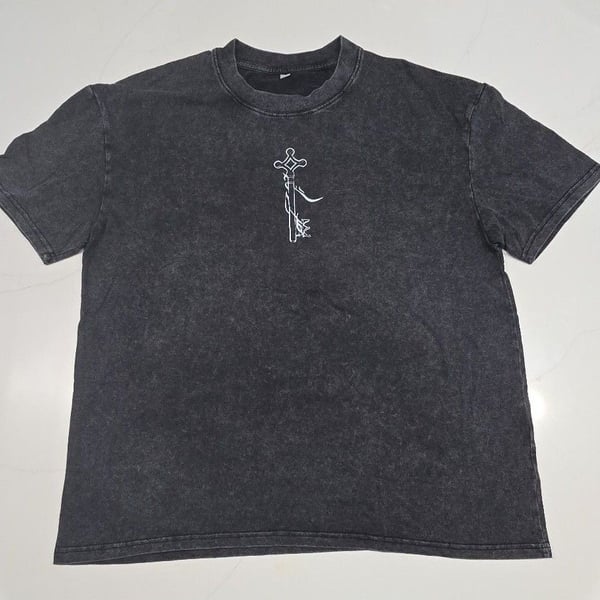 Unbranded Washed Graphic T-Shirt Size M Gray Key Design