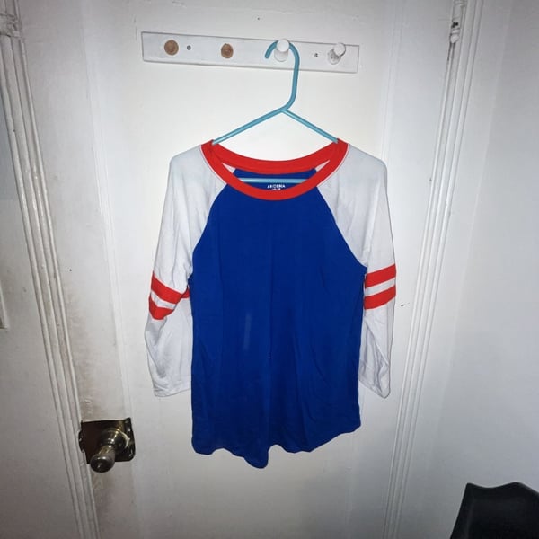 Arizona Jean Co Raglan Baseball Tee Size L Red White Blue