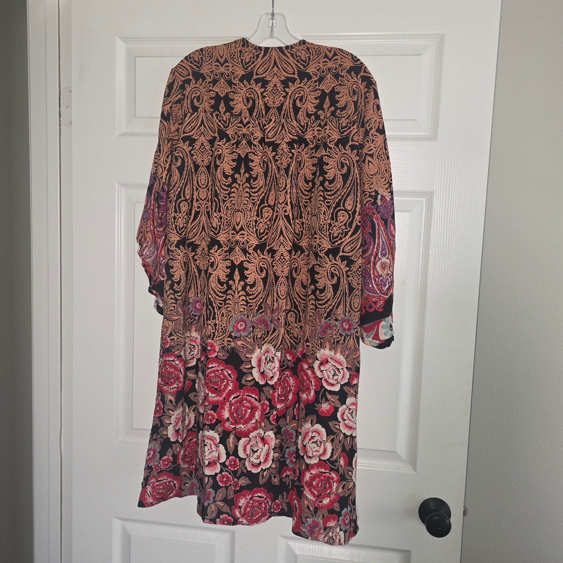 Angie Boho Paisley Floral 100% Rayon Duster Kimono Cardigan Size M 3