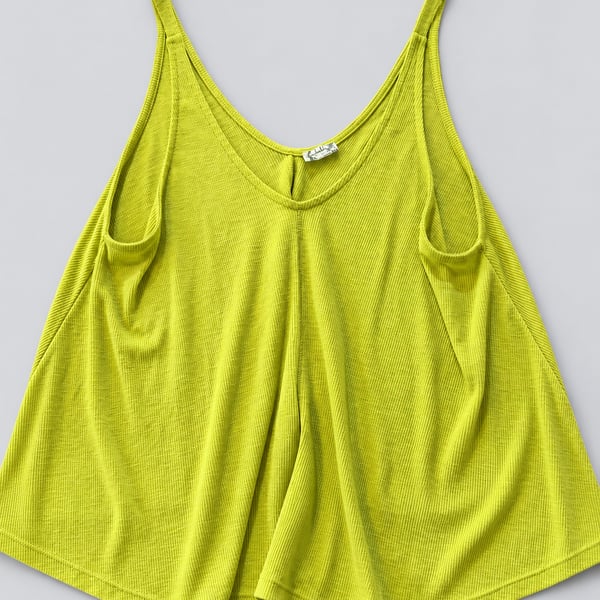 Free People Slinky Slink Tank Green Ribbed Top (n1) 