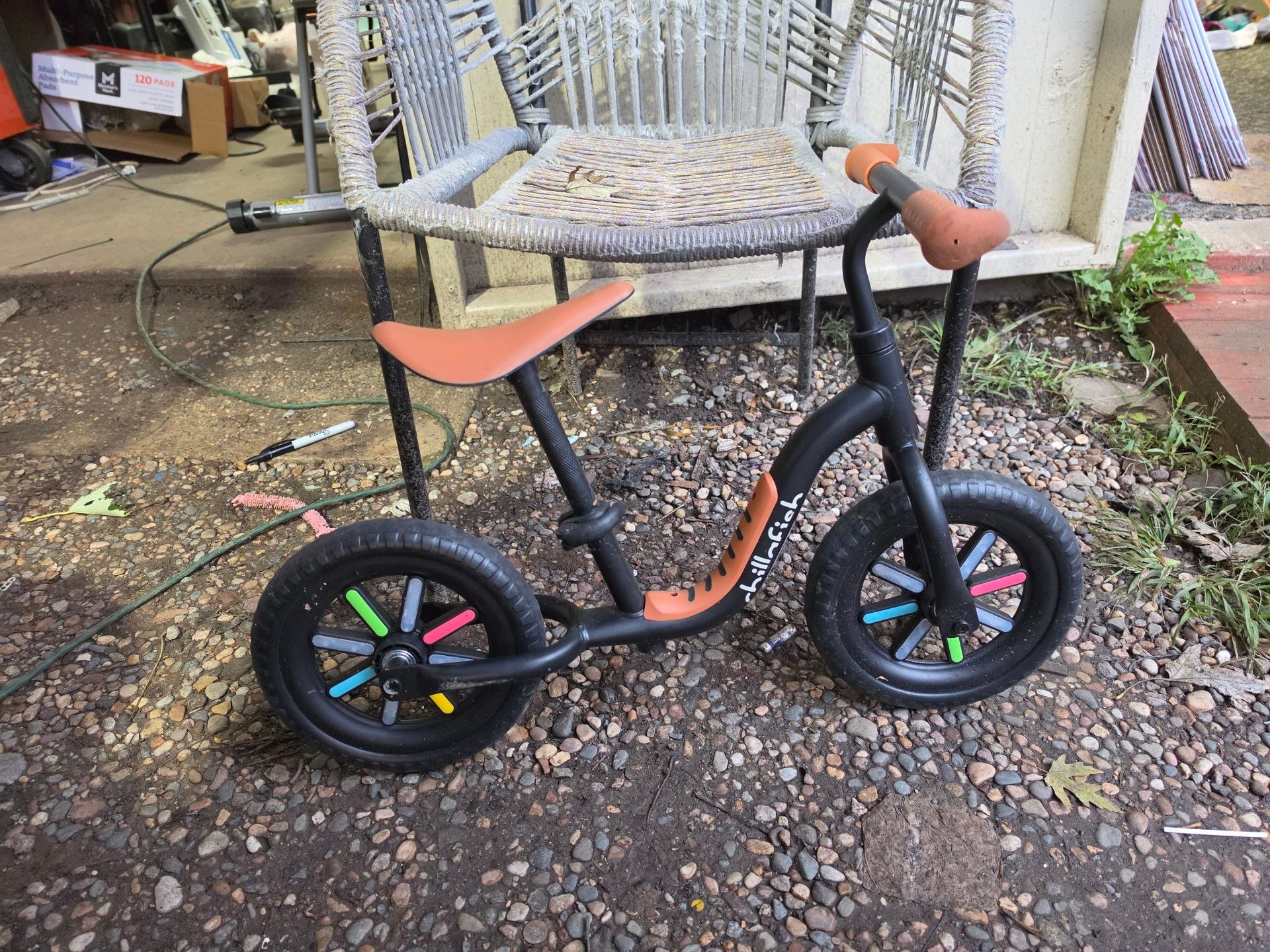 Chillafish Balance Bike 12in Adjustable Seat Black Brown Multicolor Wheels Kids 1