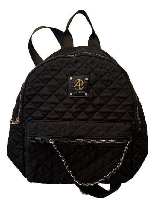 Alexis Bendel Black Quilted Nylon Backpack With Chain Accent 2