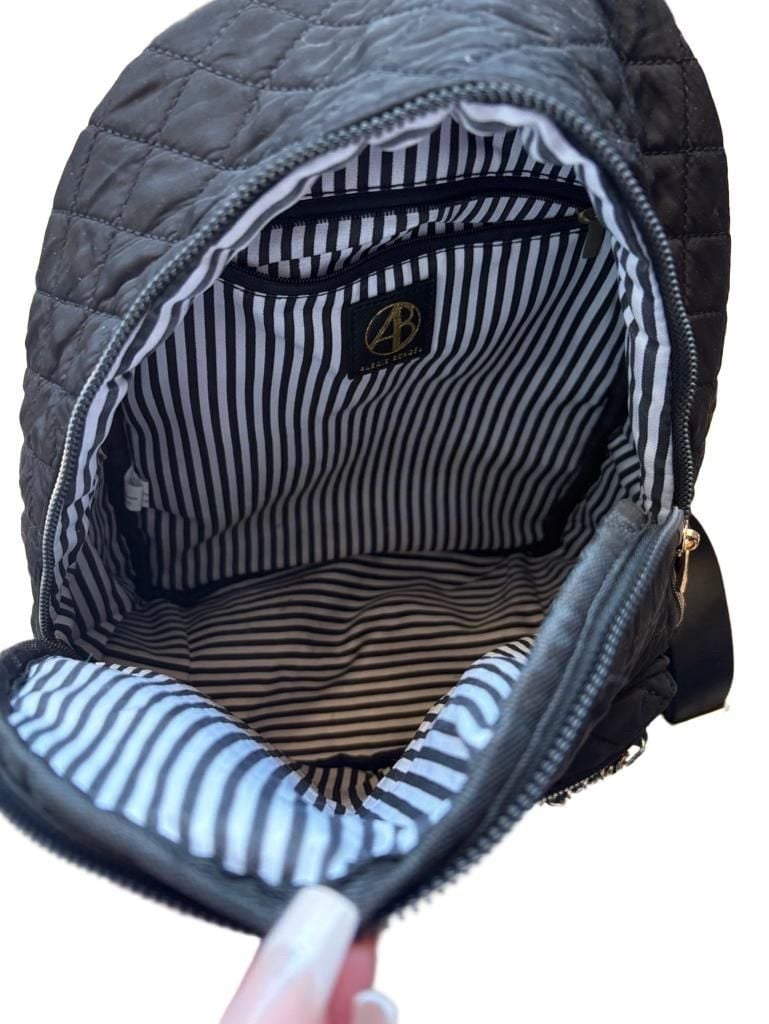 Alexis Bendel Black Quilted Nylon Backpack With Chain Accent 4