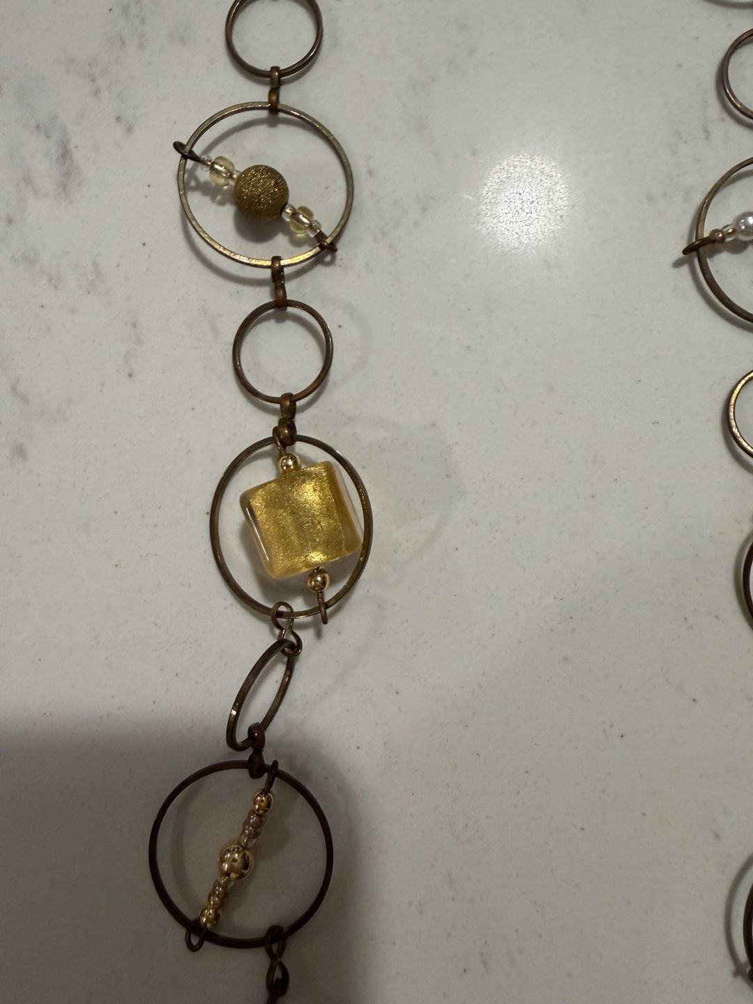 VIntage Handcrafted Mini Vertigo Necklace Gold Brass Bead Link 4