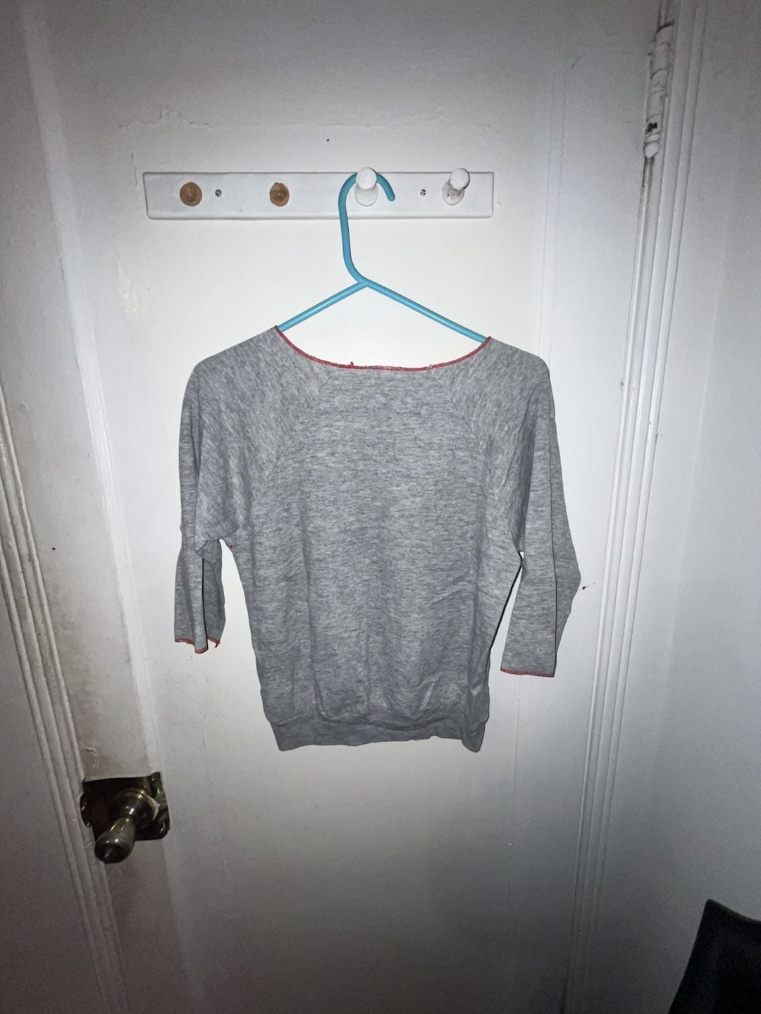 Vintage Grey Cropped Sweatshirt with Red Stitching and M Monogram 3