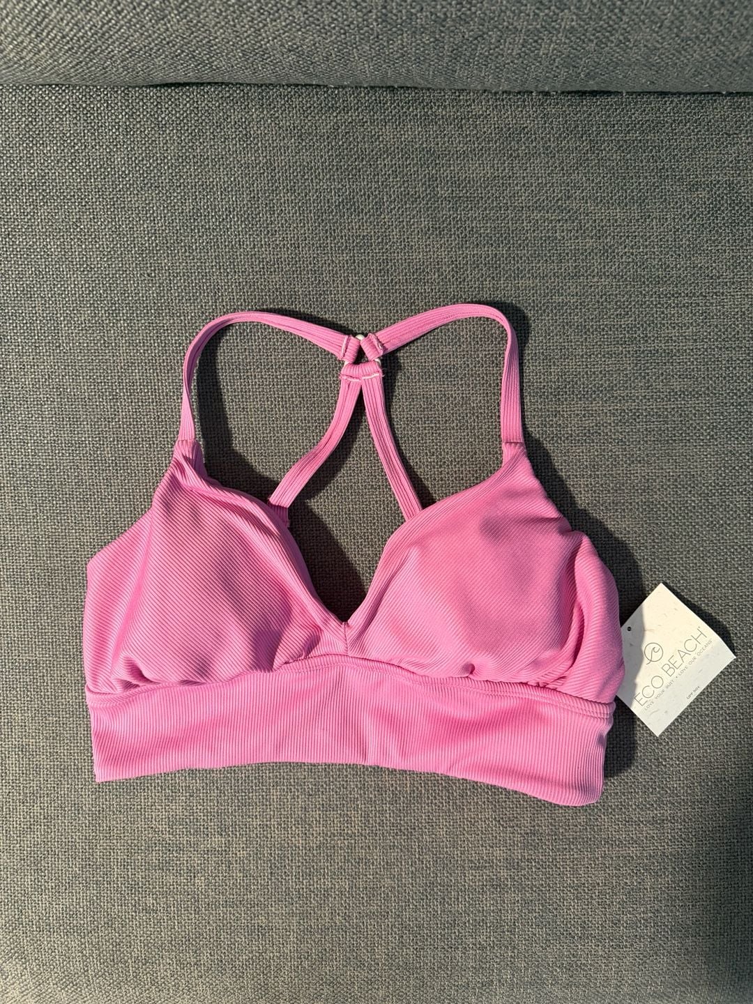 Eco Beach Ribbed Bralette Size M Violet Longline Balette Swim Top 2