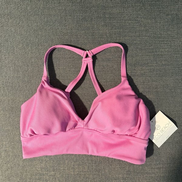 Eco Beach Ribbed Bralette Size M Violet Longline Balette Swim Top