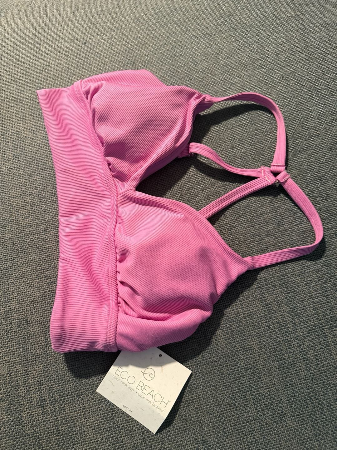 Eco Beach Ribbed Bralette Size M Violet Longline Balette Swim Top 3