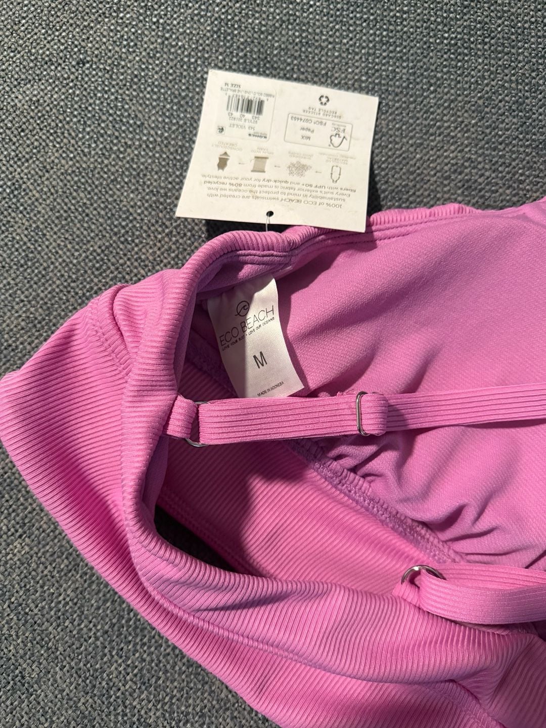 Eco Beach Ribbed Bralette Size M Violet Longline Balette Swim Top 6