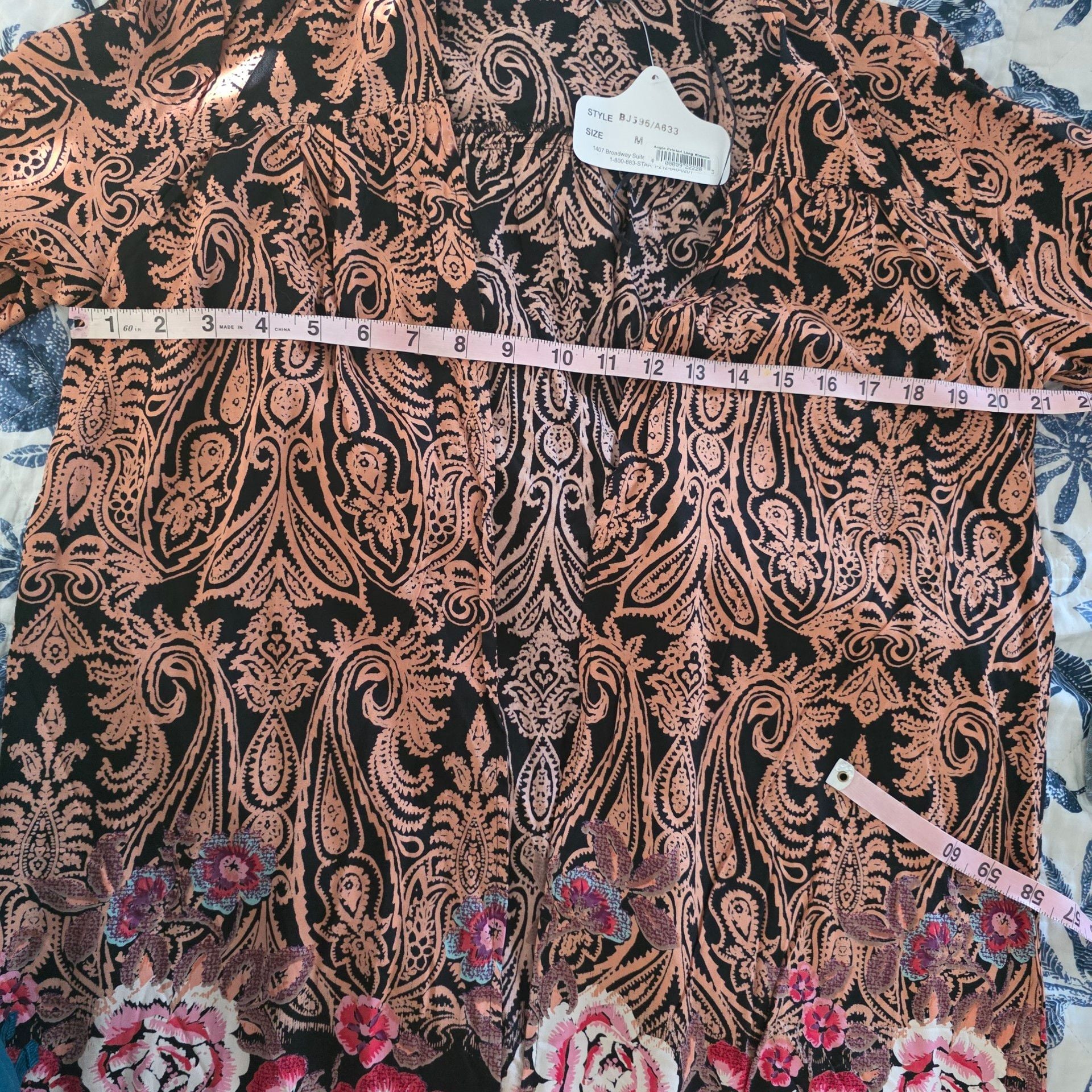 Angie Boho Paisley Floral 100% Rayon Duster Kimono Cardigan Size M 7