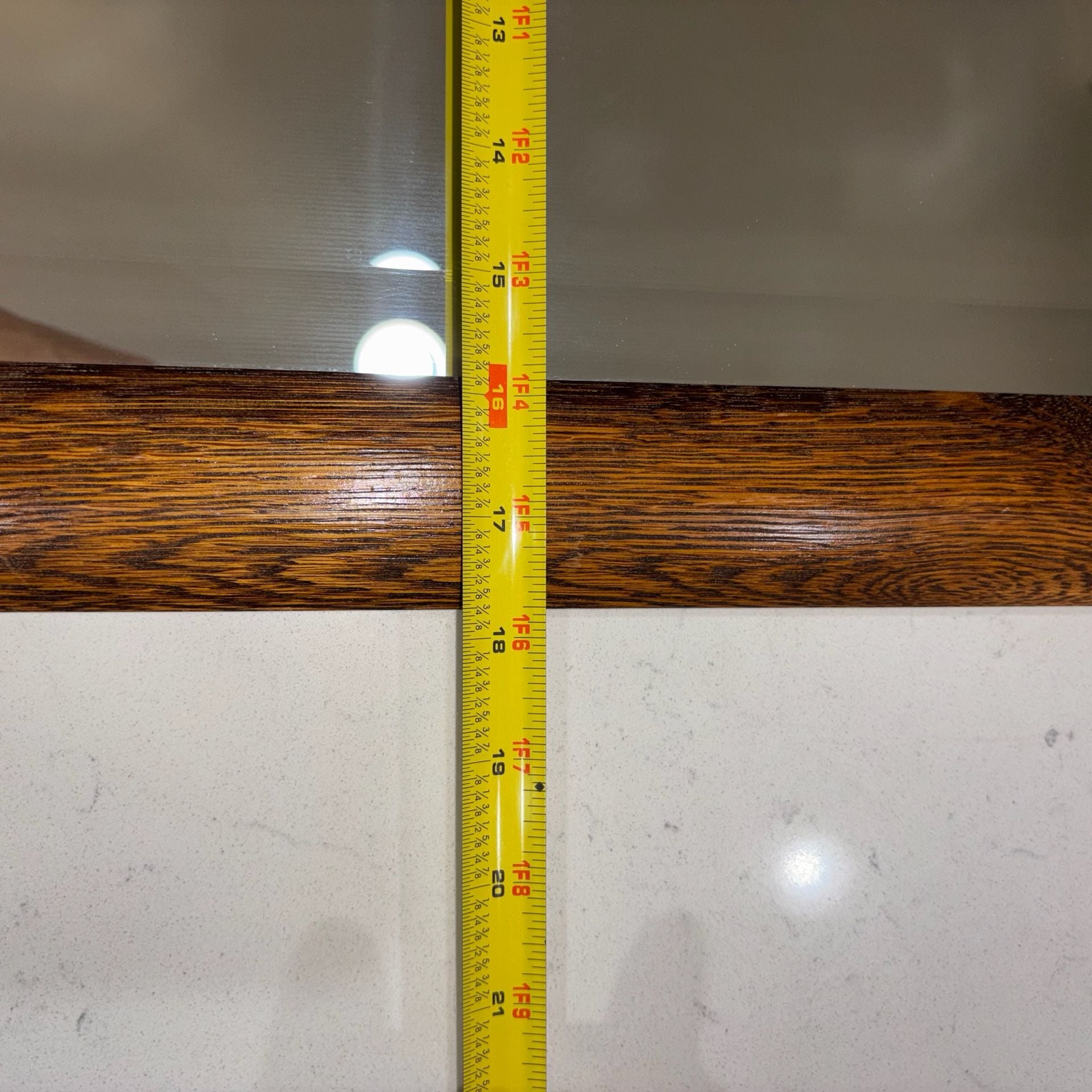 Vintage Oak Framed Octagonal Beveled Wall Mirror 28”x18” 12