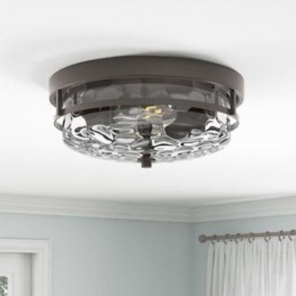 Aiwen 12.99-in Bronze Flush Mount Light