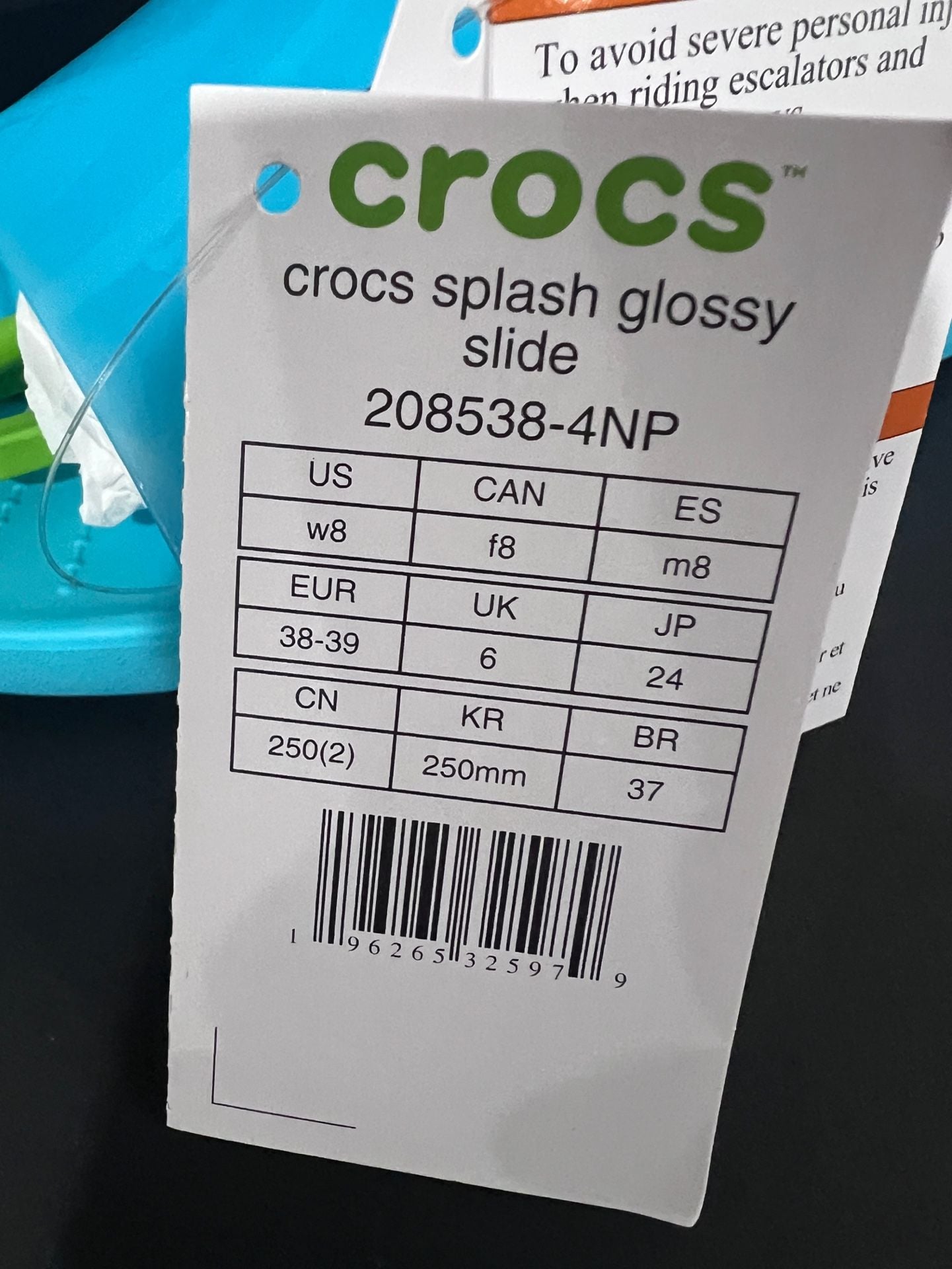 Crocs Splash Glossy Slide Size 8 Blue 4
