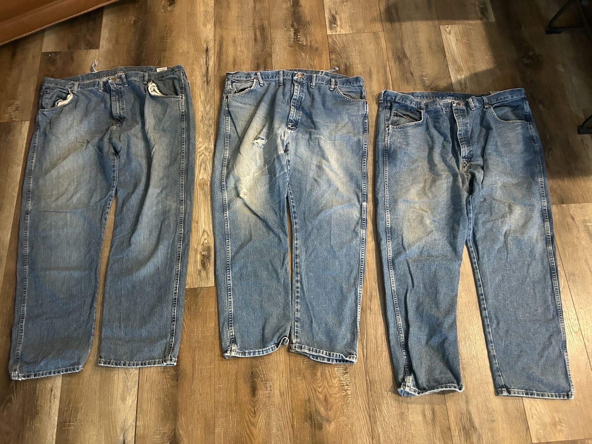 Wrangler Vintage Loose Fit Denim Jeans Lot of 3 Blue Y2K Baggy Distressed 1