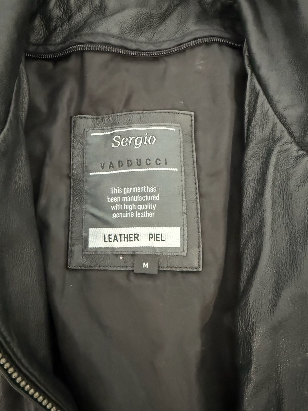 Sergio Vadducci Black Leather Jacket Size M Faux Leather Aviator Bomber 3