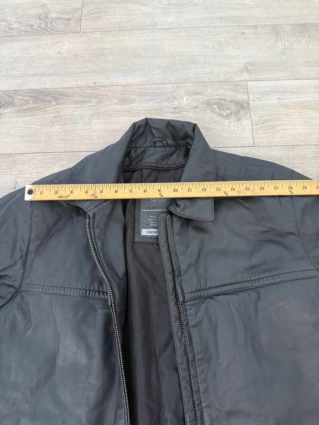 Sergio Vadducci Black Leather Jacket Size M Faux Leather Aviator Bomber 5