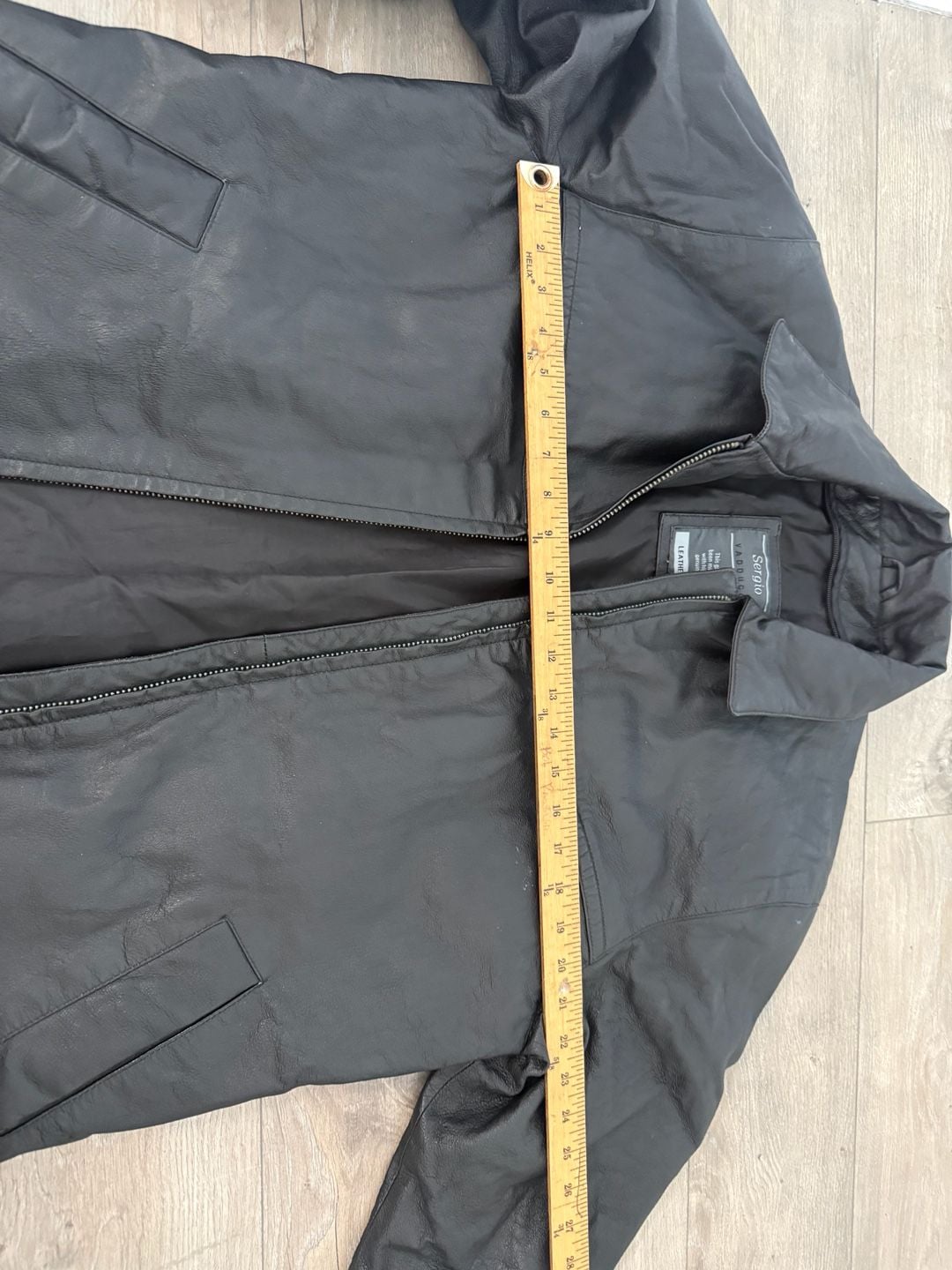 Sergio Vadducci Black Leather Jacket Size M Faux Leather Aviator Bomber 6