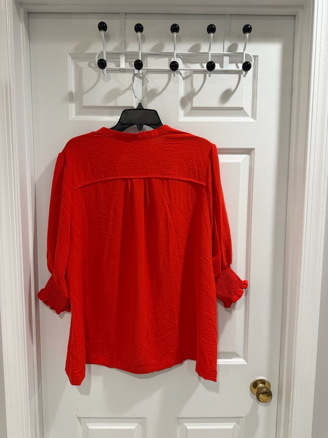 NWOT Umgee Boutique Blouse Red Smocked Sleeve Size XL 4