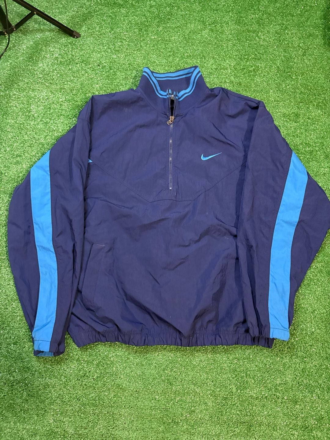 Nike Vintage 90s Blue Half Zip Windbreaker Jacket XL 2