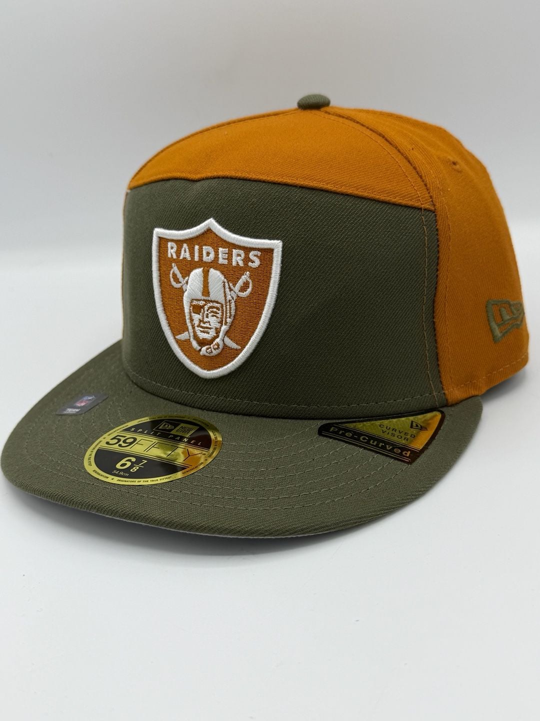 Las Vegas Raiders New Era 59FIFTY Split Panel Fitted Hat 6 7/8 Olive Brown 2